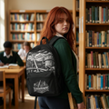 Legenderry Cityscape Backpack — Gothic Castle & Bridge Illustration School Bag