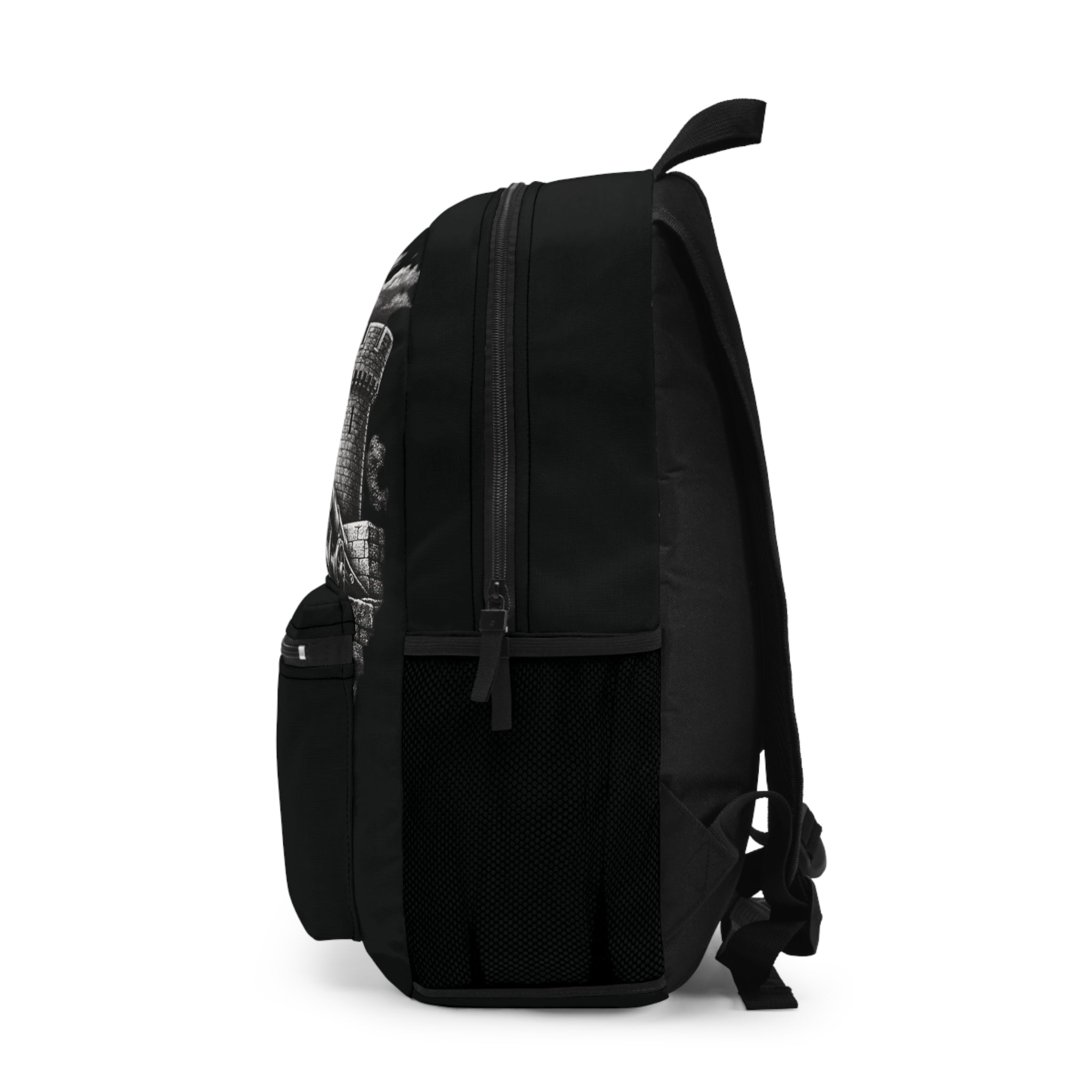 Legenderry Cityscape Backpack — Gothic Castle & Bridge Illustration School Bag